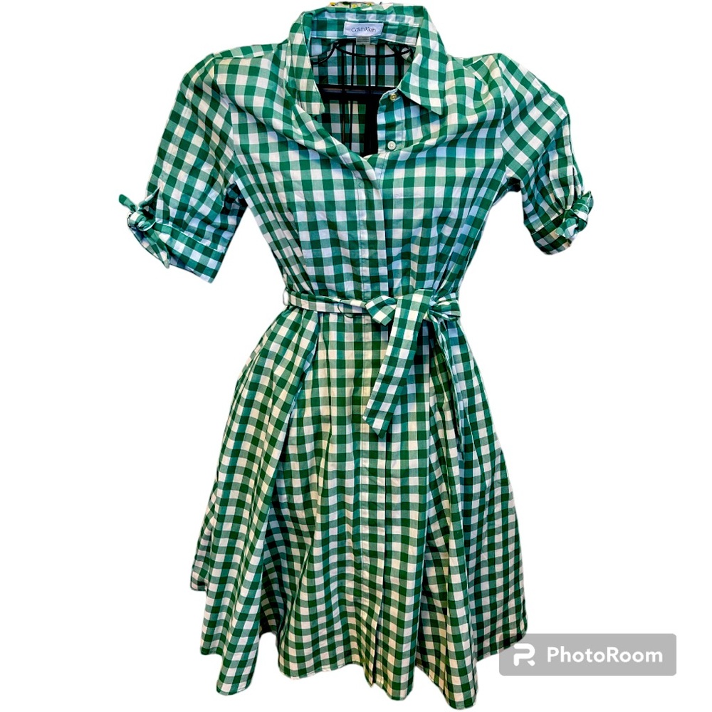 ❌SOLD❌ ⭐️Calvin Klein green and white dress - Picture 1 of 5